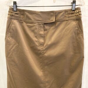 Classic ESCADA Beige Cotton Silk Stretch Pencil Skirt 38 8 $450